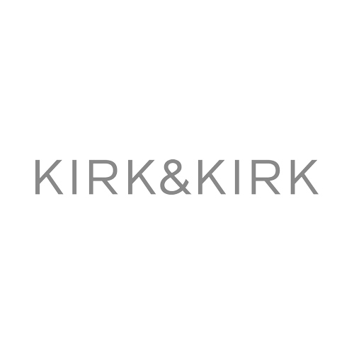 A black and white version of the Kirk and Kirk logo