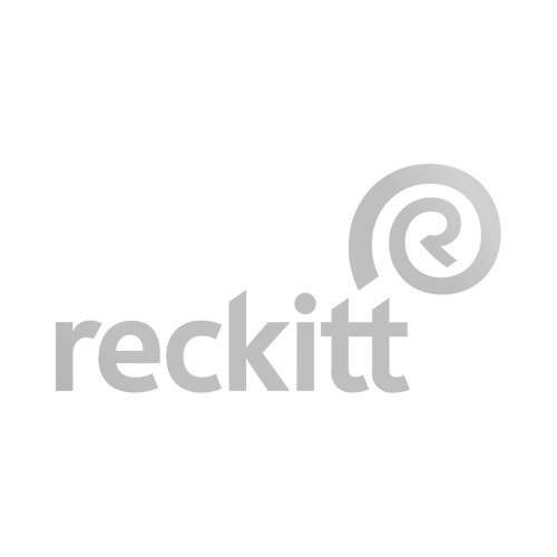 A black and white version of the Reckitt Benckiser logo