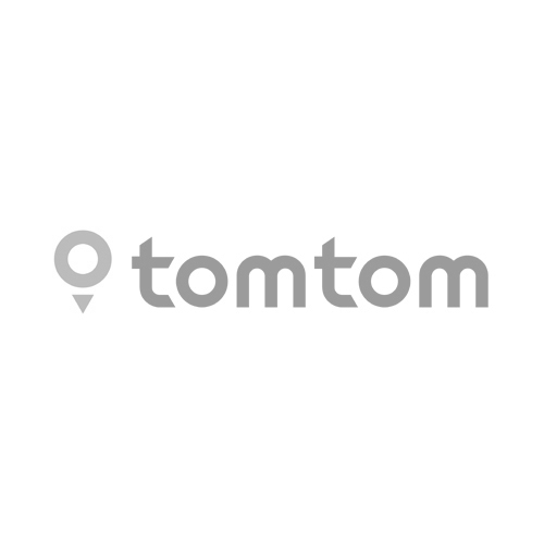 A black and white version of the Tom Tom logo