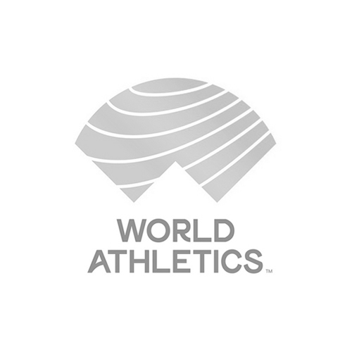 A black and white version of the World Athletics logo