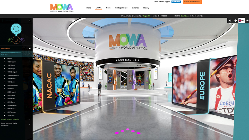 A sample image showing the entrance to the World Athletics online Museum